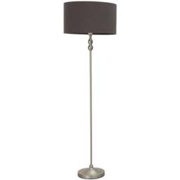 ValueLights Maggie Charcoal Shade Brushed Chrome Candlestick LED Floor Lamp - Silver - Wilko