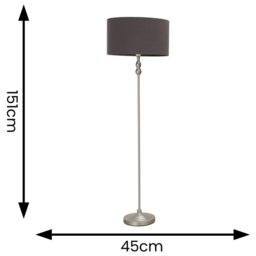ValueLights Maggie Charcoal Shade Brushed Chrome Candlestick LED Floor Lamp - Silver - Wilko - thumbnail 5