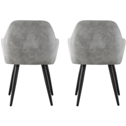 Adrian Set of 2 Light Grey Suede Faux Leather Dining Chairs - MCC - Wilko - thumbnail 6