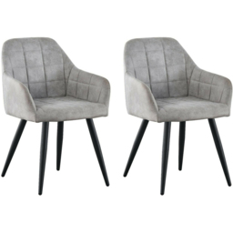 Adrian Set of 2 Light Grey Suede Faux Leather Dining Chairs - MCC - Wilko - thumbnail 3