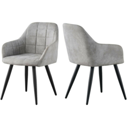 Adrian Set of 2 Light Grey Suede Faux Leather Dining Chairs - MCC - Wilko - thumbnail 5