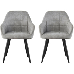 Adrian Set of 2 Light Grey Suede Faux Leather Dining Chairs - MCC - Wilko - thumbnail 4