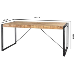 Brooklyn Carnaby 4 Seater Industrial Metal and Wood Dining Table - Brown - Wilko - thumbnail 6
