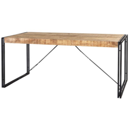 Brooklyn Carnaby 4 Seater Industrial Metal and Wood Dining Table - Brown - Wilko - thumbnail 3