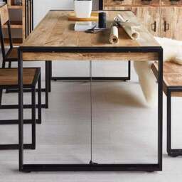 Brooklyn Carnaby 4 Seater Industrial Metal and Wood Dining Table - Brown - Wilko