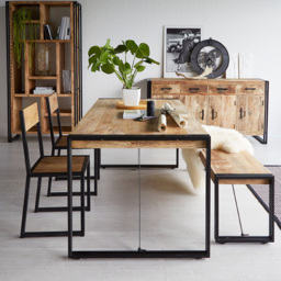 Brooklyn Carnaby 4 Seater Industrial Metal and Wood Dining Table - Brown - Wilko - thumbnail 5