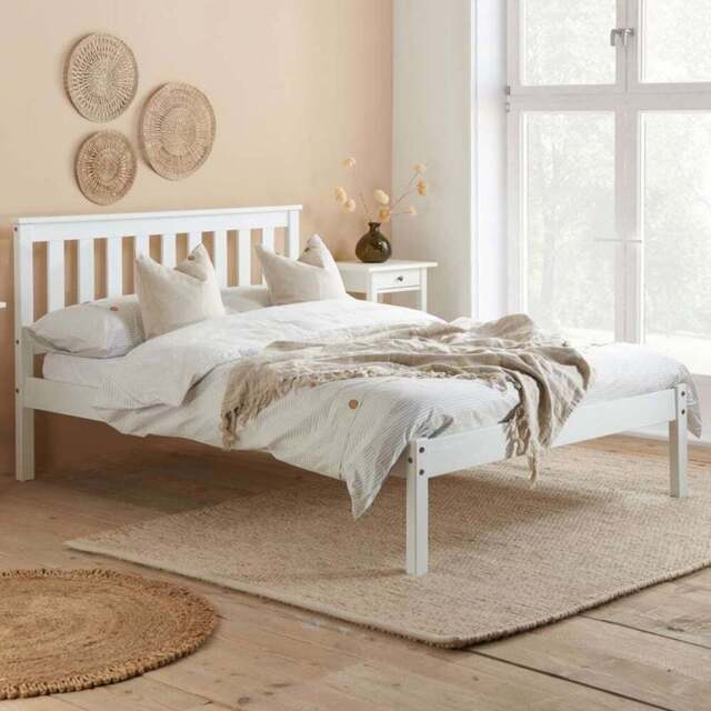 Denver King Size White Wooden Bed - Birlea - Wilko - image 1