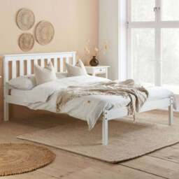 Denver King Size White Wooden Bed - Birlea - Wilko