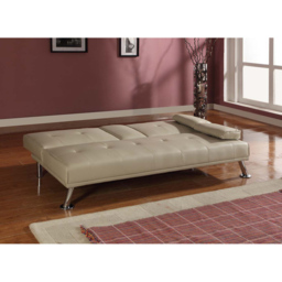 Brooklyn 2 Seater Cream Faux Leather Italian Sofa Bed with Cup Holder - Wilko - thumbnail 3