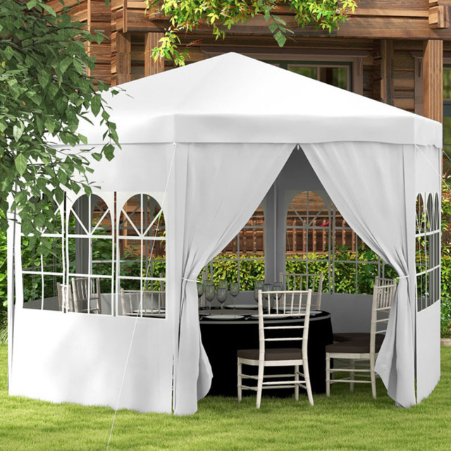 Outsunny 4m White Gazebo Party Tent with 6 Removable Side Walls - Size: 4 x 4m - Wilko - image 1