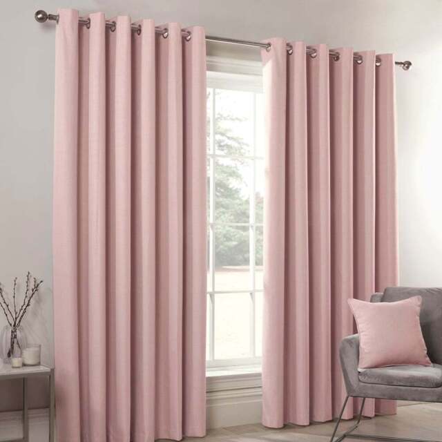 Divante Hoxton Blush Blackout Eyelet Curtains 183 x 168cm - Size: W 183 x D 168cm - Wilko - image 1