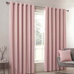 Divante Hoxton Blush Blackout Eyelet Curtains 183 x 168cm - Size: W 183 x D 168cm - Wilko