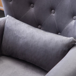 Living and Home Grey Velvet Accent Armchair with Cushion - Size: Single - Wilko - thumbnail 5