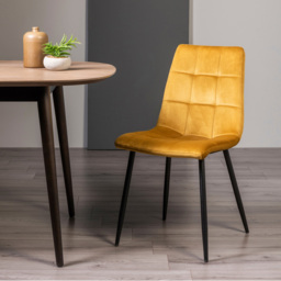 Bentley Designs Mondrian Set of 2 Mustard Velvet Dining Chair - Yellow - Wilko - thumbnail 7