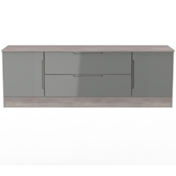 Crowndale Milan 2 Door 2 Drawer Grey Gloss and Grey Oak Wide TV Unit Ready Assembled - Size: 50 x 144 x 39cm - Grey Gloss & Grey Oak - Wilko - thumbnail 4