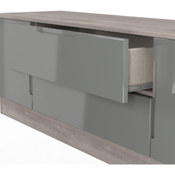 Crowndale Milan 2 Door 2 Drawer Grey Gloss and Grey Oak Wide TV Unit Ready Assembled - Size: 50 x 144 x 39cm - Grey Gloss & Grey Oak - Wilko - thumbnail 7