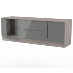 Crowndale Milan 2 Door 2 Drawer Grey Gloss and Grey Oak Wide TV Unit Ready Assembled - Size: 50 x 144 x 39cm - Grey Gloss & Grey Oak - Wilko - thumbnail 6