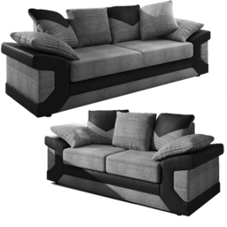 Portland Dino 5 Seater Black and Grey Sofa Suite with Scatter Back - Wilko - thumbnail 3