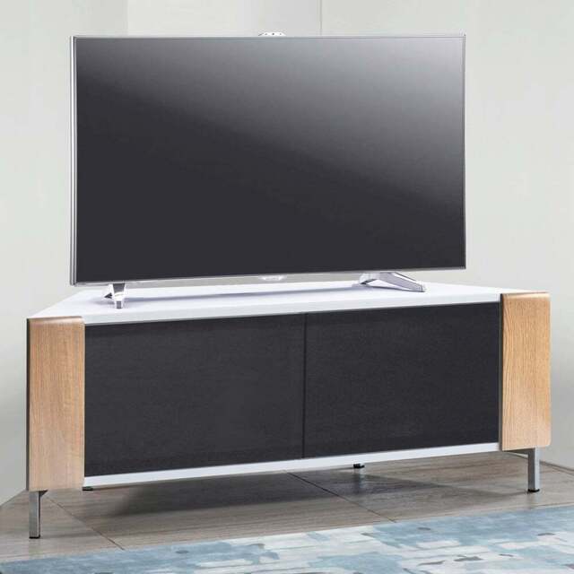 MDA Designs Corvus 2 Door White and Oak TV Cabinet - Size: 45 x 120 x 47cm - Multi - Wilko - image 1