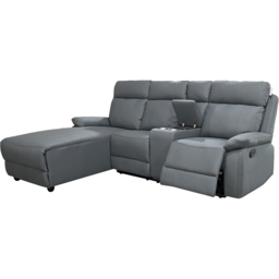 DS Living Sorento 3 Seater Grey Leather Right Hand Chaise Corner Recliner Sofa - Wilko - thumbnail 4