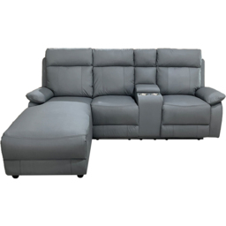 DS Living Sorento 3 Seater Grey Leather Right Hand Chaise Corner Recliner Sofa - Wilko - thumbnail 6