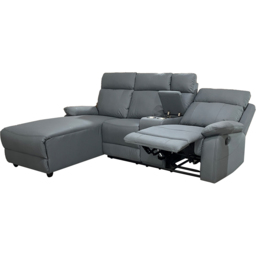 DS Living Sorento 3 Seater Grey Leather Right Hand Chaise Corner Recliner Sofa - Wilko - thumbnail 3