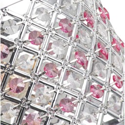 Happy Homewares Modern Sparkly Clear and Pink Beads Ceiling Light Pendant Shade - Size: 17 x 24 x 24cm - Wilko - thumbnail 3