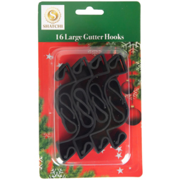 Shatchi Large Black Outdoor Gutter Hooks 16 Pack - Size: 35 x 1.5 x 25cm - Wilko