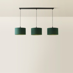 ValueLights Reni Dark Green Drum Shade 3 Drop Bar Matte Black Diner LED Ceiling Light - Size: 123.5 x 98 x 25cm - Wilko - thumbnail 6