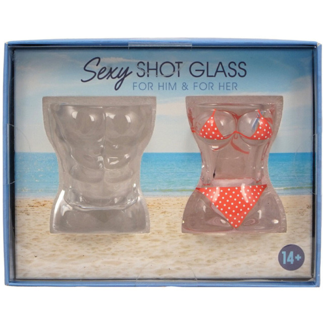 Pack of 2 Sexy Shot Glasses - Clear - Size: 9.5 x 6.4 x 4 cm - Wilko - image 1
