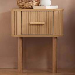 Birlea Axel Single Drawer Fluted Bedside Table - Brown - Wilko