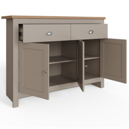 GFW Lancaster 3 Door 2 Drawer Grey Large Sideboard - Size: 35 x 111 x 82cm - Wilko - thumbnail 4