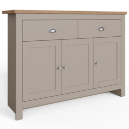 GFW Lancaster 3 Door 2 Drawer Grey Large Sideboard - Size: 35 x 111 x 82cm - Wilko - thumbnail 3