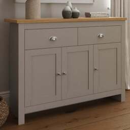 GFW Lancaster 3 Door 2 Drawer Grey Large Sideboard - Size: 35 x 111 x 82cm - Wilko