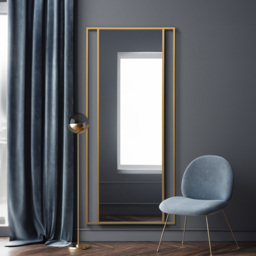 The Fenestra Gold Metal Leaner Wall Mirror 200 x 90cm - Size: 200 x 80cm - MirrorOutlet - Wilko - thumbnail 3