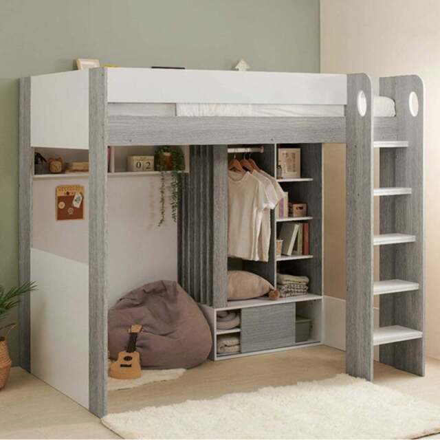 Flair Hampton Single White and Grey High Sleeper Frame - Wilko - image 1
