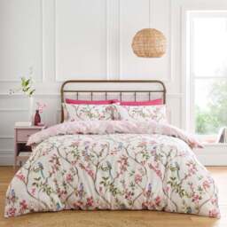 Cherry Blossom Birds Duvet Set Pink Superking - Size: Super King - Divante - Wilko - thumbnail 1
