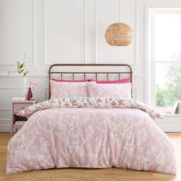 Cherry Blossom Birds Duvet Set Pink Superking - Size: Super King - Divante - Wilko - thumbnail 4