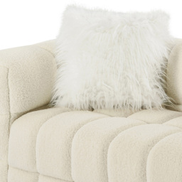 Furniture One 3 Seater White Teddy Fleece Sofa with 2 Pillows - Wilko - thumbnail 7