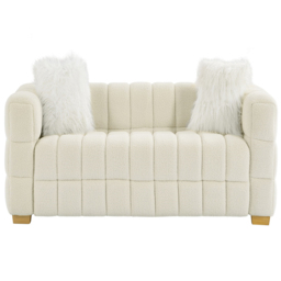 Furniture One 3 Seater White Teddy Fleece Sofa with 2 Pillows - Wilko - thumbnail 3