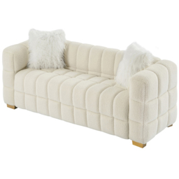 Furniture One 3 Seater White Teddy Fleece Sofa with 2 Pillows - Wilko - thumbnail 4