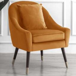 Artemis Home Octavia Orange Velvet Accent Chair - Size: Single - Wilko
