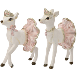 The Seasonal Gift Co. Pink Ballerina Tutu Reindeer Christmas Decoration 2 Pack - Size: 12 x 9 x 5.5cm - White - Wilko - thumbnail 3