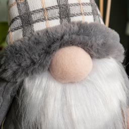 Samuel Alexander Grey Sitting Gonk Christmas Decoration with Tartan Hat 73cm - Size: 73 x 14 x 14cm - Wilko - thumbnail 6
