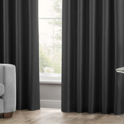 Intimates Faux Silk Black Curtains 168 x 229cm - Size: W 168 x D 229cm - Wilko - thumbnail 4