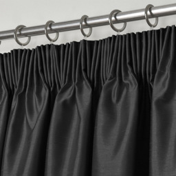 Intimates Faux Silk Black Curtains 168 x 229cm - Size: W 168 x D 229cm - Wilko - thumbnail 3