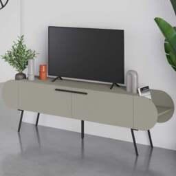 FWStyle Capsule 2 Door 2 Shelf Ash Green TV Unit Stand - Size: 57.5 x 195 x 37.4cm - Wilko
