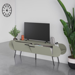 FWStyle Capsule 2 Door 2 Shelf Ash Green TV Unit Stand - Size: 57.5 x 195 x 37.4cm - Wilko - thumbnail 4