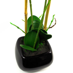 Leaf Artificial Pink Orchid Plant in Black Ceramic Planter 70cm - Size: 70 x 30 x 30cm - Wilko - thumbnail 4