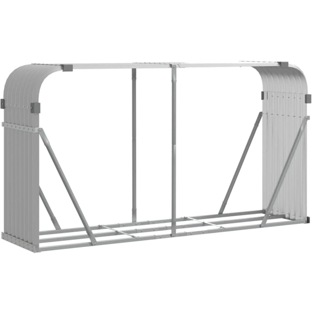 vidaXL Grey Galvanised Steel Firewood Log Holder 100 x 180 x 45cm - Wilko - image 1